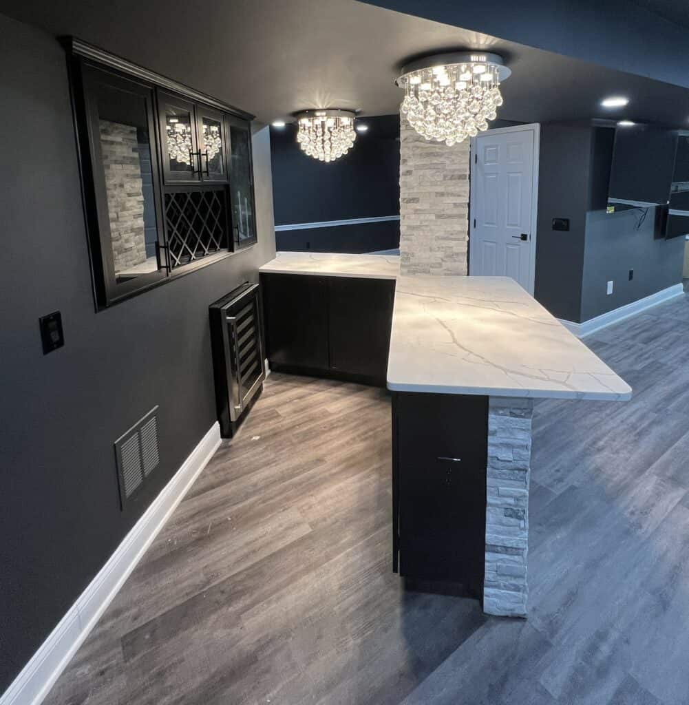 Basement Remodeling in Silver Spring - Wet bar and wine cabinets